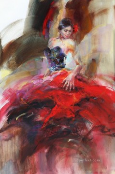 女性 Painting - スカーレット サルサ AR 印象派